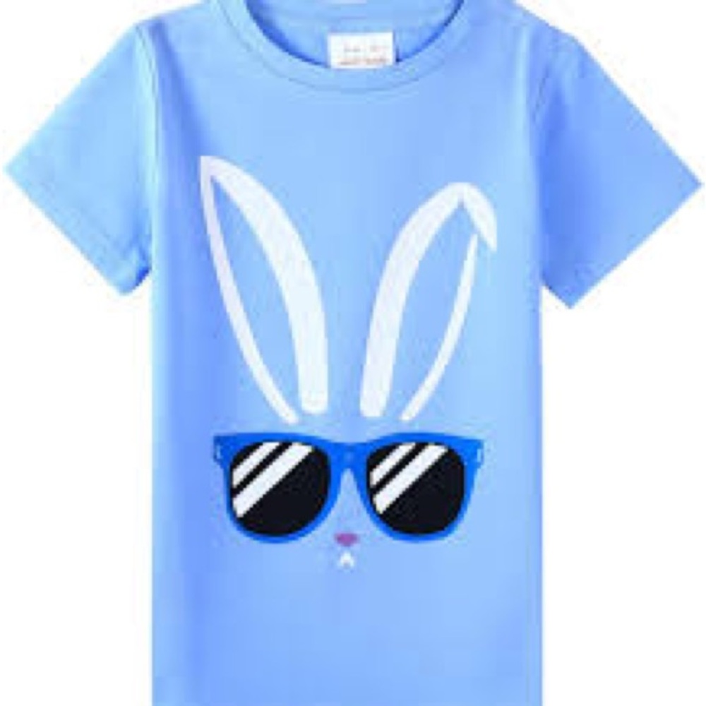 Kids Bunny Sunglasses Graphic Tee - Light Blue